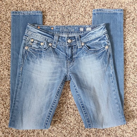 Miss Me Denim - Miss Me Cross Bling Pocket Skinny Jeans Size 27